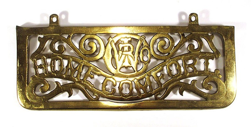 Antique HOME COMFORT Stove Range WARMING SHELF Brass Plated Cast Iron WIRCO