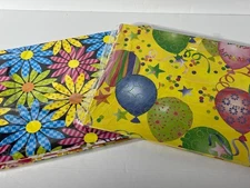 Birthday Wrapping Paper Sheet 8 Sheets Folded Per pk Birthday Flowers Balloons