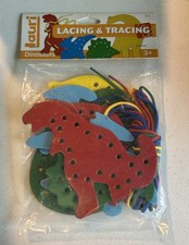 Lauri Lacing  Tracing Dinosaurs: 7 Cardboard Dinos; 7 Strings In Package
