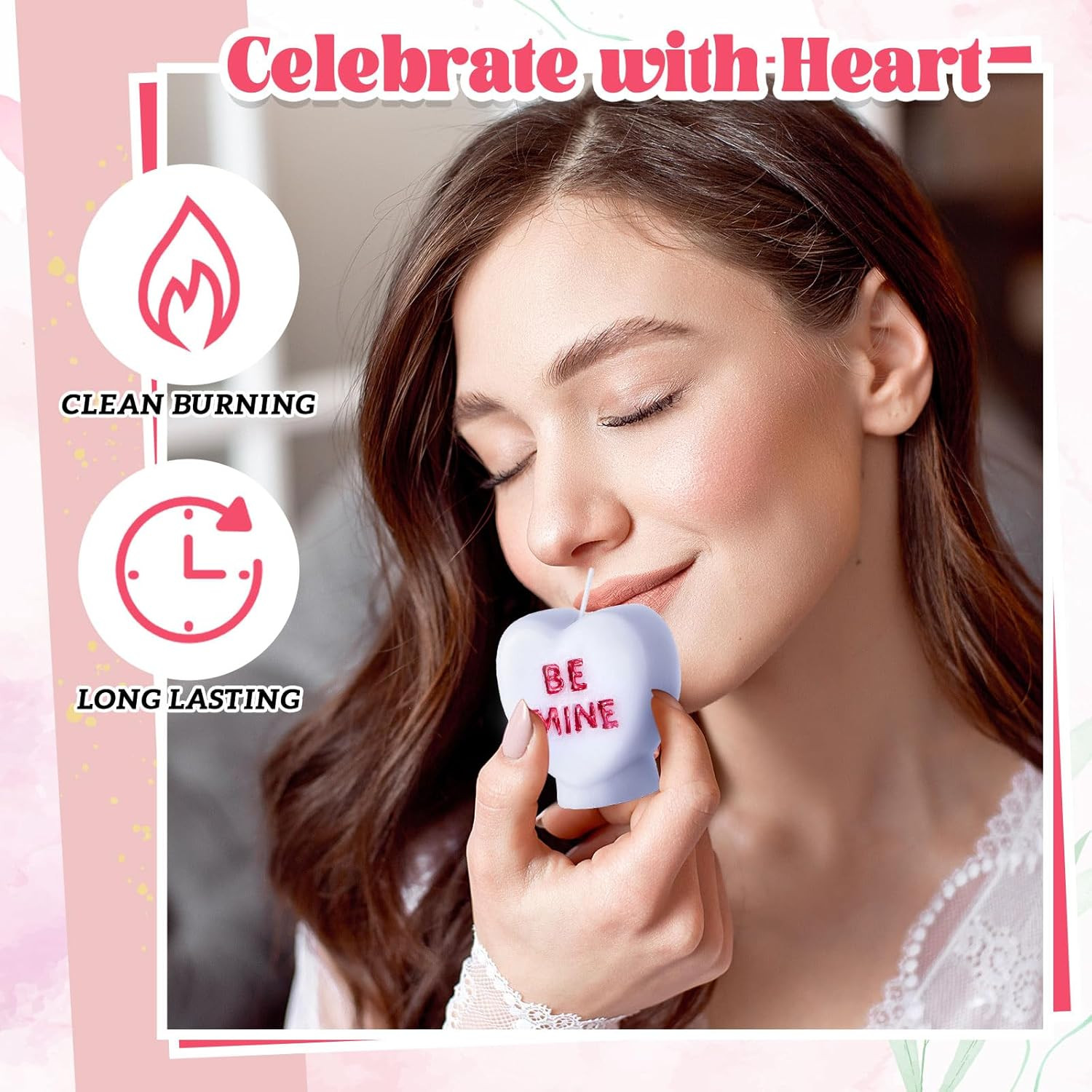 6 Pcs Valentine'S Day Heart Candles Conversation Heart Decor Galentines Gifts XO thumbnail 3