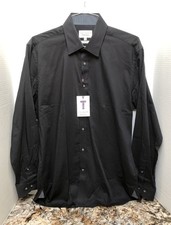 TED BAKER Endurance Black Dress Shirt Men  s 16.5 34/35 Fine Cotton Stretch NWT 