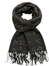 Bogolan African Scarf   Authentic Mudcloth Wrap, Boho Tribal Unisex Scarf