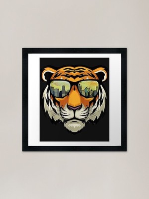 Cool Tiger Sunglasses Face Bengal G Framed Wall Art Poster Canvas Print Picture