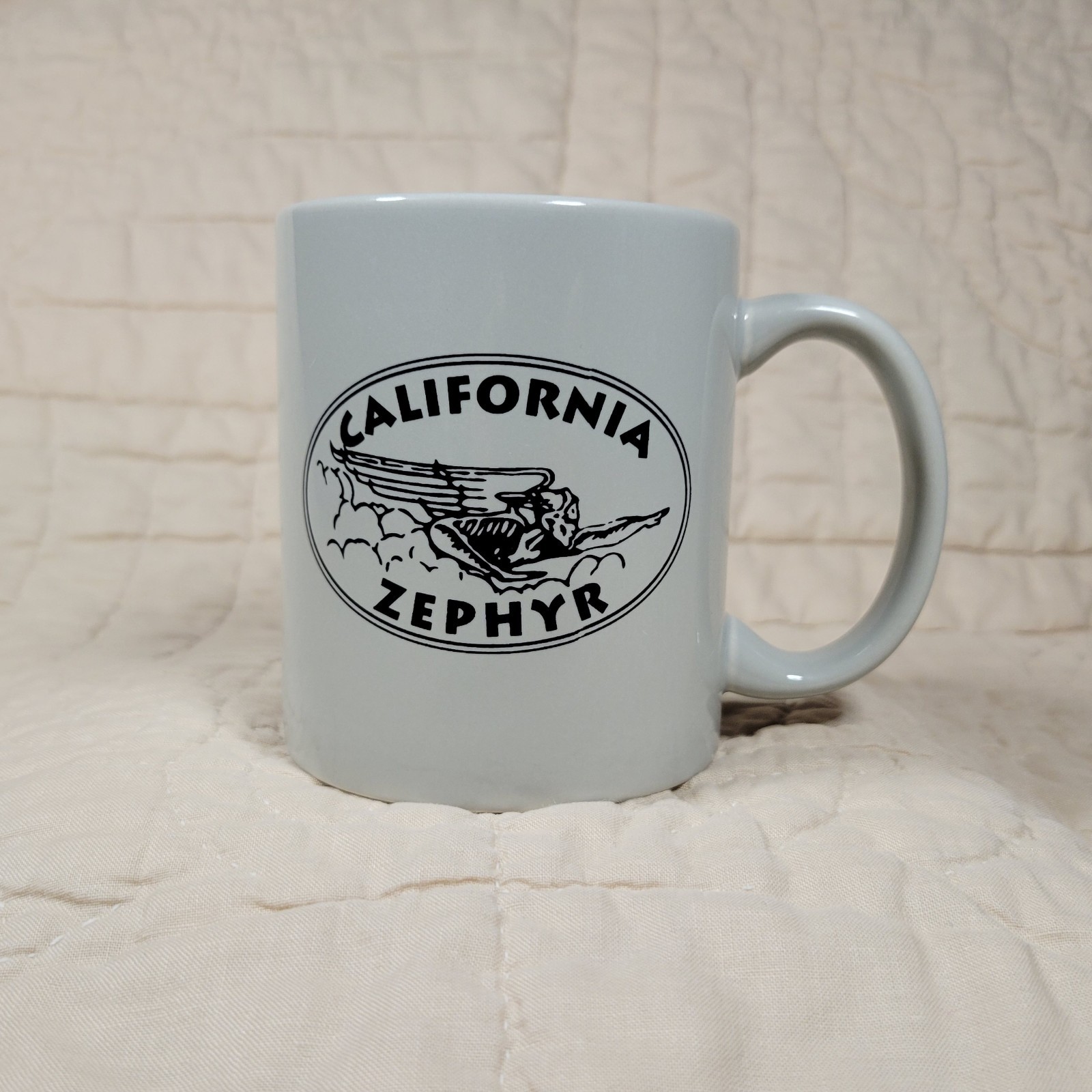 California Zephyr Gray Coffee Mug Railroad Train Oval Logo M Ware Brand Vtg