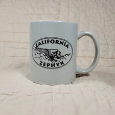 California Zephyr Gray Coffee Mug Railroad Train Oval Logo M Ware Brand Vtg