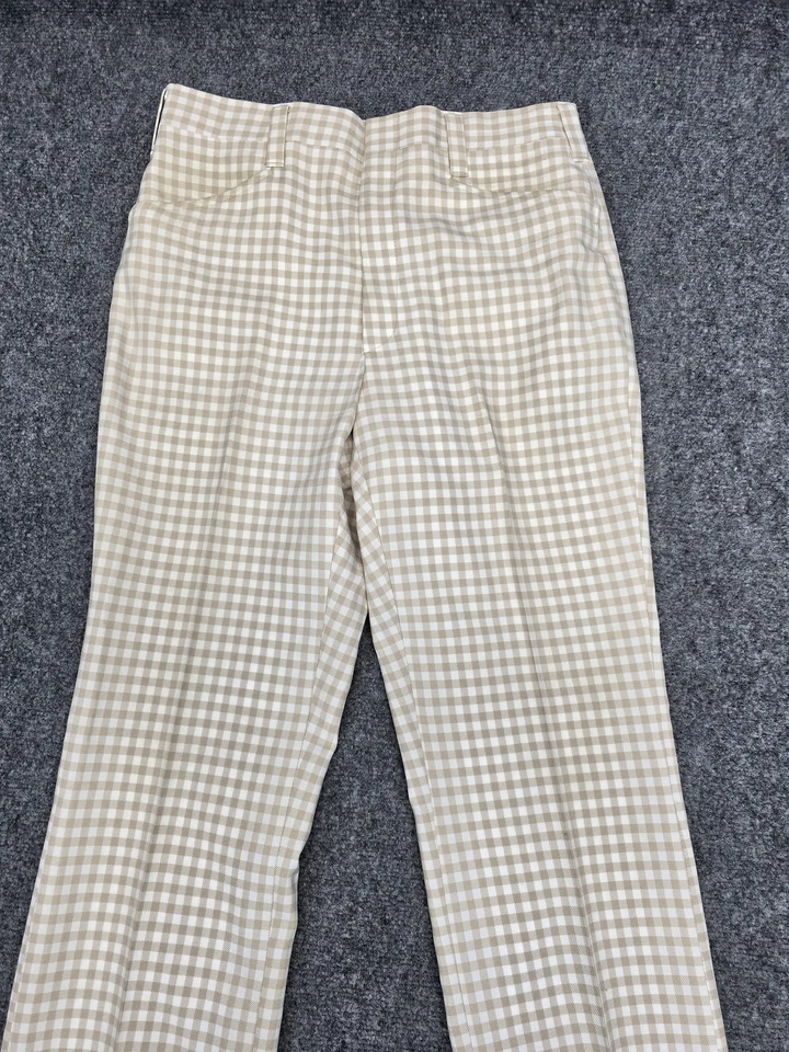 Брюки мужские Haggar Slacks 35x29 бежевые белые клетчатые клетчатые плоские спереди винтажный стиль - Изображение 2 из 4
