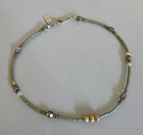 Holly Yashi Anklet Green Multi Color Sparkly Bohemian Hippie Swimwear Accessory