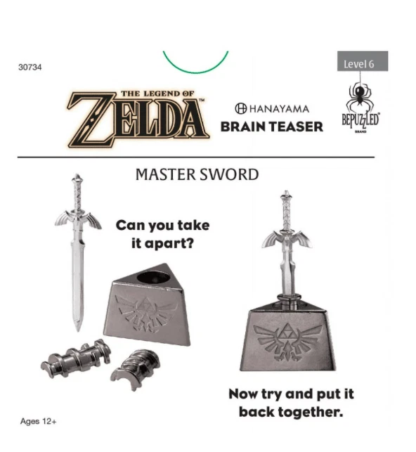 Rompecabezas BePuzzled Hanayama Nivel 6 - The Legend of Zelda: Master Sword Nuevo en caja Foto 2 de 3
