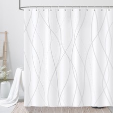 Modern Stripes Shower Curtain, Grey and White Striped Shower Curtain Waterpro...