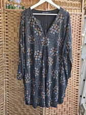 Tunika Gudrun Sjöden Gr.44 Schwarz/geblümt Lyocell/Baumwollmix