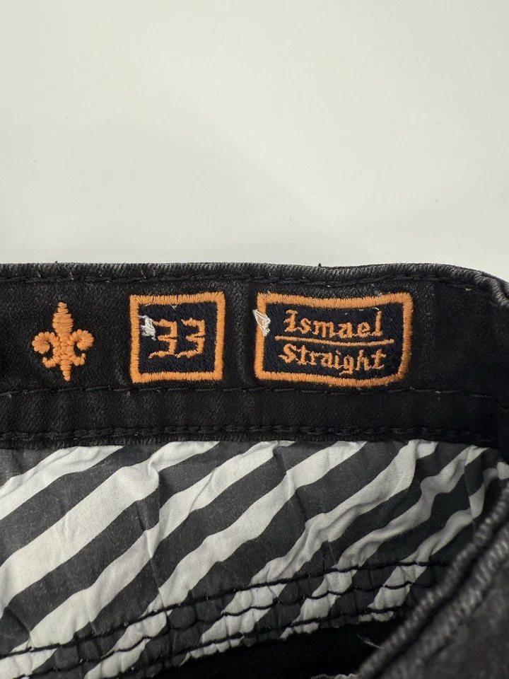 Pantalones de mezclilla para hombre Rock Revival 33x32 Ismael rectos negros vaqueros occidentales Foto 4 de 4