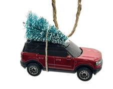 🎄Matchbox Ford Bronco Sport Red Handmade Christmas Ornament w/Mini Tree