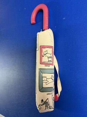 Radley London Museum Paintings Cream Umbrella, Curved Pink Handle