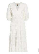Farm Rio Women's tiered Puff Sleeve Midi Dress