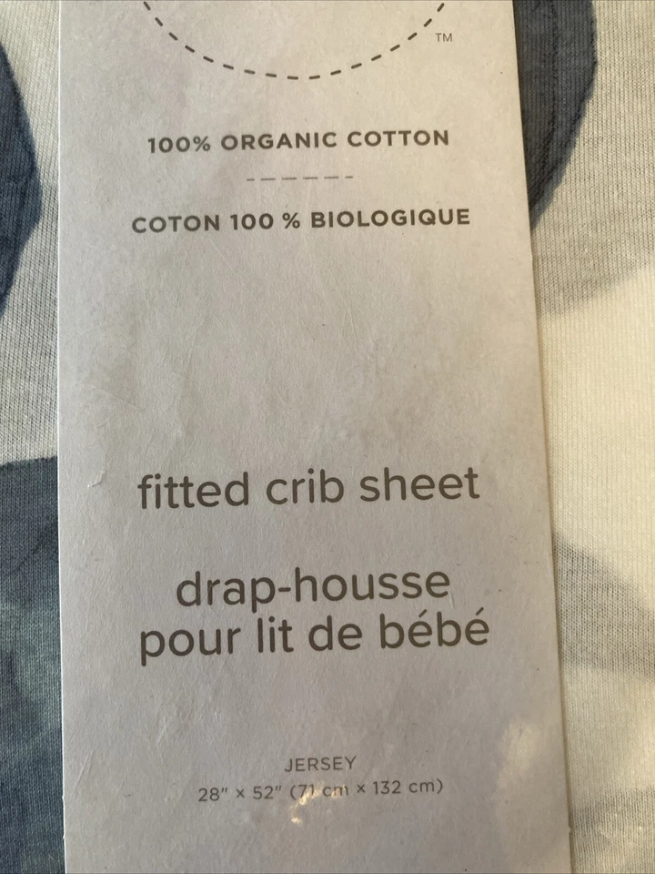 (1) Sábana bajera ajustable de algodón orgánico para bebé Burt's Bees Hello Moon - Nueva en paquete. Foto 2 de 3