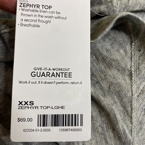 Athleta Zephyr Heathered Top Womens XXS Gray 3/4 Sleeves V-neck 100% Linen NWT - Picture 10 of 13