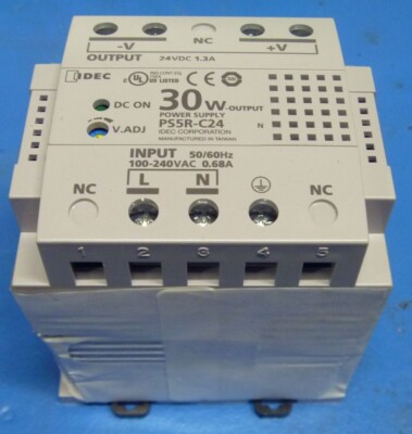 IDEC PS5R-C24 24 Volt, 1.3 Amp, 30 Watt Power Supply, DIN Rail, NEW Open Box