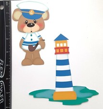 Lot of 2 Sailor Bear Lighthouse Summer Sailing SINGLE LAYER Embellishments 490