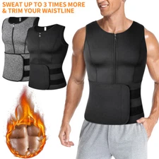 Men Gynecomastia Compression Tank Top Sauna Vest Fitness Body Shaper Sweat Shirt