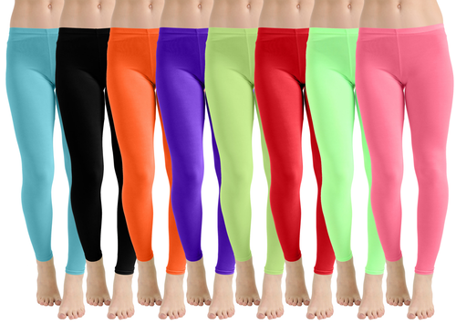 NEW LADIES NYLON NEON LEGGINGS 1980S 