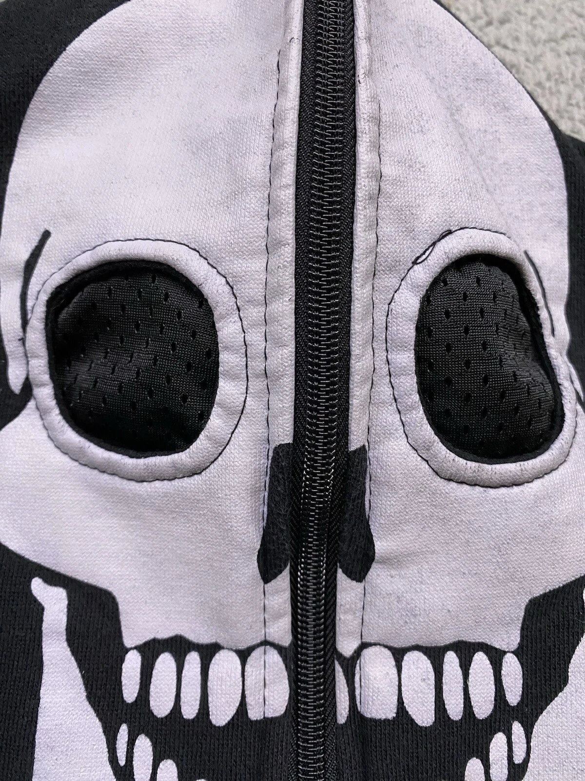 RHUDE Rude XXX Felpa con Cappuccio Uomo XL Nero Scheletro Full Top Zip Giacca Teschio Halloween Gotico