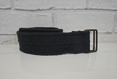 Vintage Gürtel schwarz Canvas verstellbar Freizeit Doppel D Ring Taille bis 37 Zoll Retro