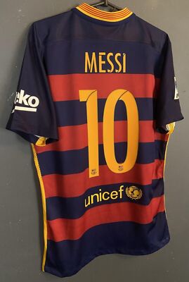MEN FC BARCELONA 2015/2016 LEO MESSI SOCCER FOOTBALL SHIRT JERSEY