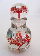 Art Glass Perfume Bottle with Stopper 4.8 inches Tall