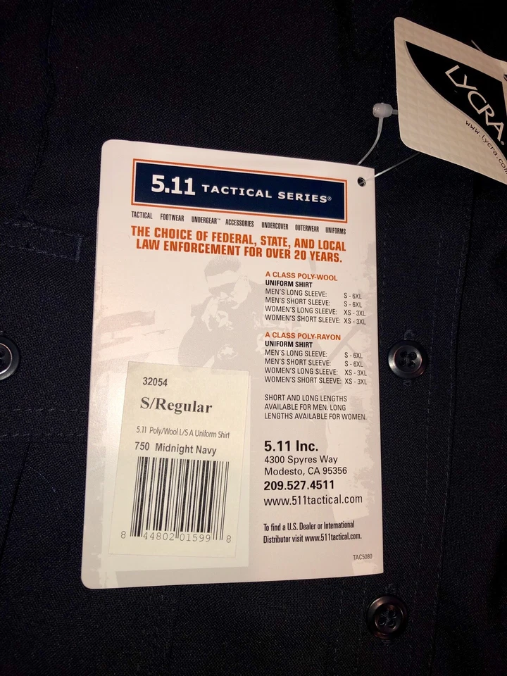 5.11 Tactical Women's Long Sleeve Poly/Wool Uniform A-Class Shirt 32054 Navy S/R - Image 4 of 4