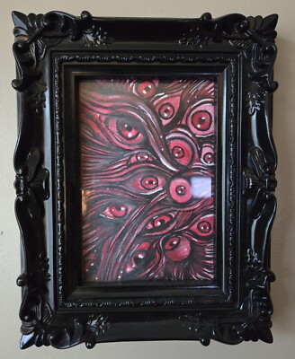 Surreal Eye Drawing   Framed Original Art   Pencil & Mixed Media Illustration