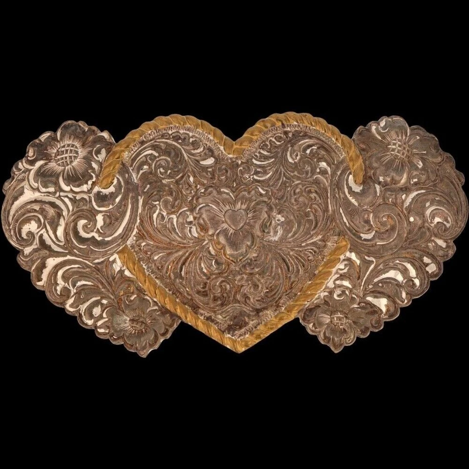 Corazón Rosa Flor Floral Vaquera Niñas Western Rodeo Junior Vintage Hebilla de Cinturón Foto 3 de 4