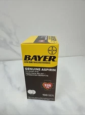 Bayer Genuine Aspirin 325mg Pain Relief Fever Reducer Fast Relief Tablet 100 Ct