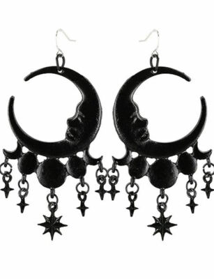 Gothic Restyle Ohrringe Ohrhänger Sleepless Nights Pagan Mond Halbmond Witchy