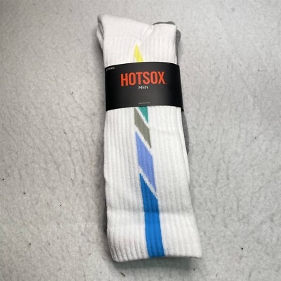 Mens Moisture Wicking Antimicrobial Crew Socks White/Gray - Hot Sox
