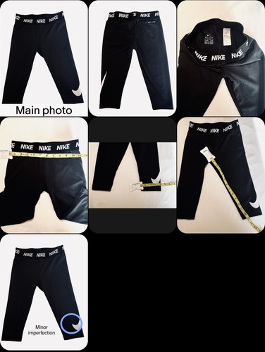 Nike Dri-fit Training Half Tight Pro Shorts Girls Age 6/7 Black Compression SZ6X - Picture 8 of 8
