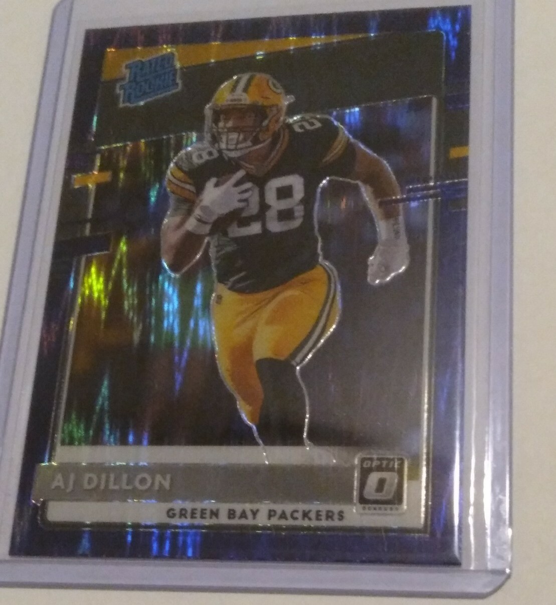 2020 DONRUSS OPTIC AJ DILLON PURPLE SHOCK PRIZM SP RATED ROOKIE PACKERS