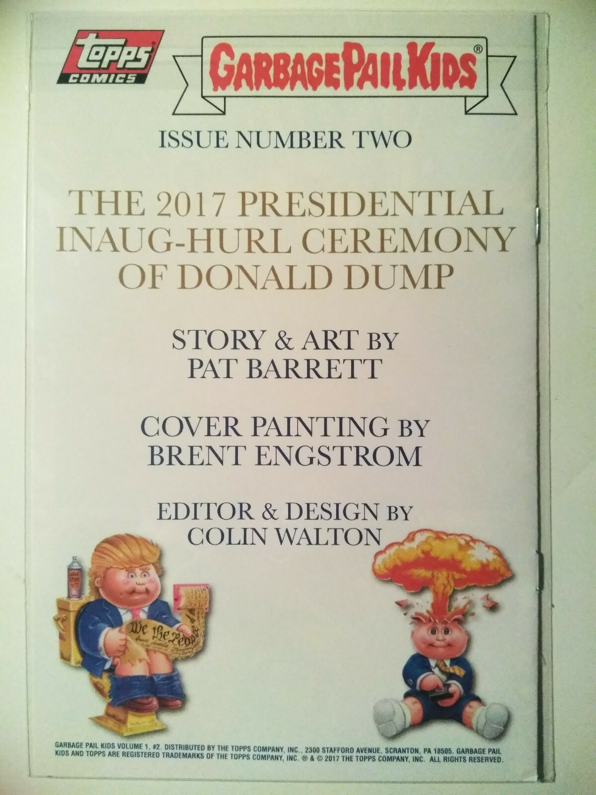 2017 GARBAGE PAIL KIDS Comic Donald Dump Trump Presidential Ceremony #2 ...