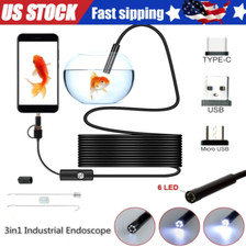 6LED USB Snake Endoscope Borescope HD Inspection Camera For Android Type C Lot