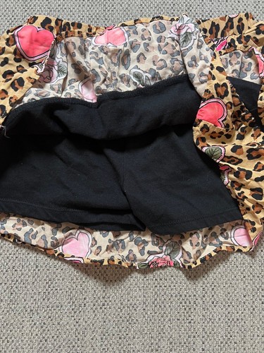 365 Kids By Garanimals Skort Girls 8 Brown Pink Leopard Heart Rose Ruffle Tiered - Picture 6 of 6