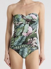 Jantzen Bandeau Jungle Glam Flora One Piece Bathing Suit Size 12 NWT  