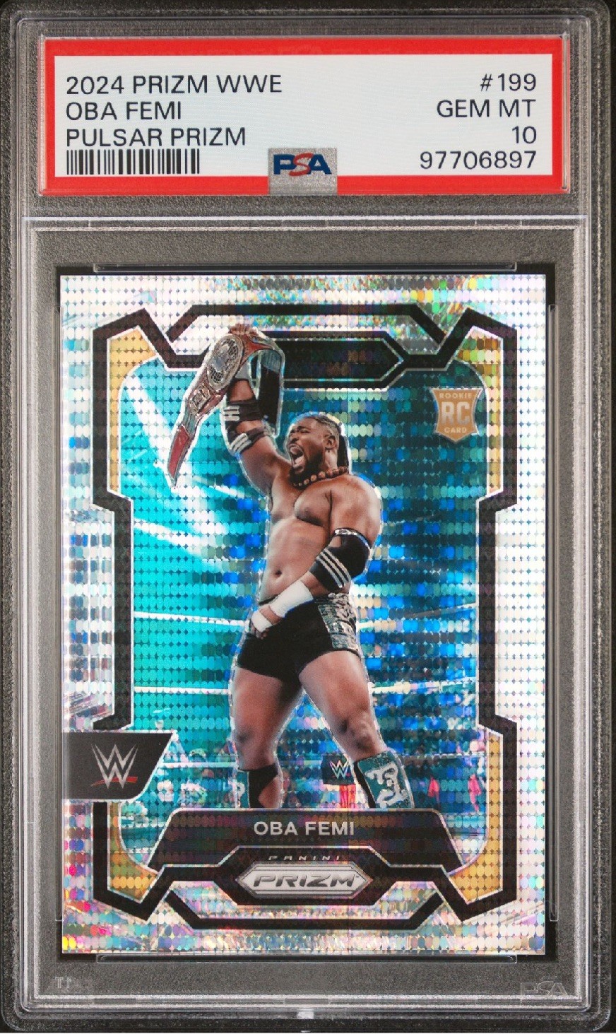 Oba Femi Rookie RC /499 PSA 10 Pulsar Prizm 2024 Panini WWE NXT 199