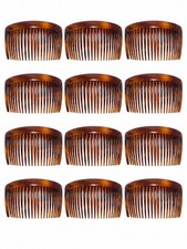  12 Count French Large Tortoise Shell 23 Teeth Hair Side Combs 3.75 Inch