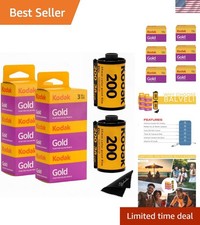 Kodak Gold 200 35mm Film Bundle - 6 Rolls, 36 Exposures Each, Microfiber Cloth