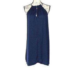 Altar'd State Navy Blue Tie Front Halter Neck Shift Dress Small Sleeveless Mini