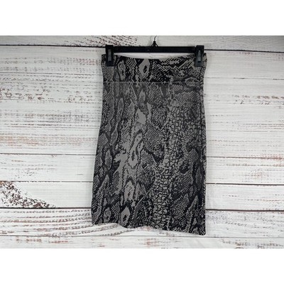 BCBGMAXAZRIA Skirt Women's Size S Black Gray Snakeskin Print High Waist Stretch