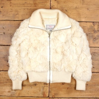Wilsons Leder Fell Y2K Bomber Jacke S Damen 00s Creme Maxima Gefüttert Y2k Luxe