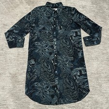 LOFT Dress Womens Medium Blue Floral Collared Button Front Shirt Dress