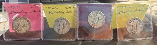 Lot Of Four Full Dats 25C Standing Liberty Quarters , 1924, 1926, 1928, 1930-S
