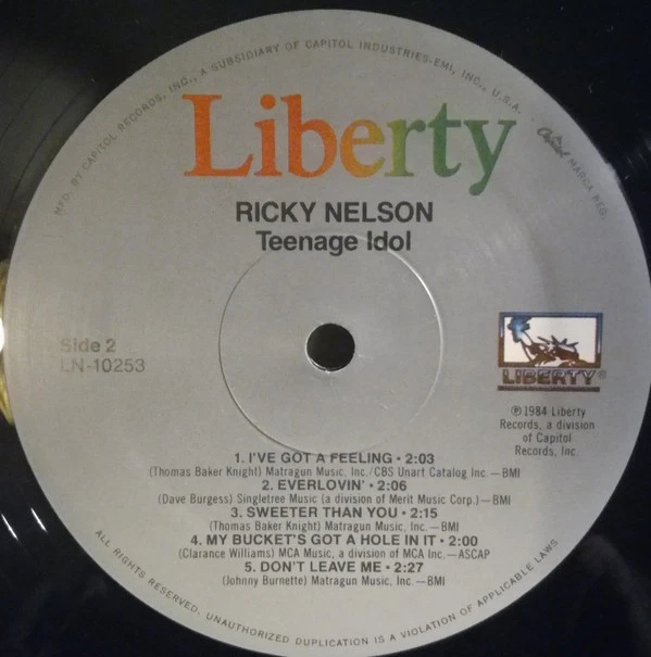 Ricky Nelson , Teenage Idol, (LP, Comp), NM or M-, 3623271093 - Image 4 of 4