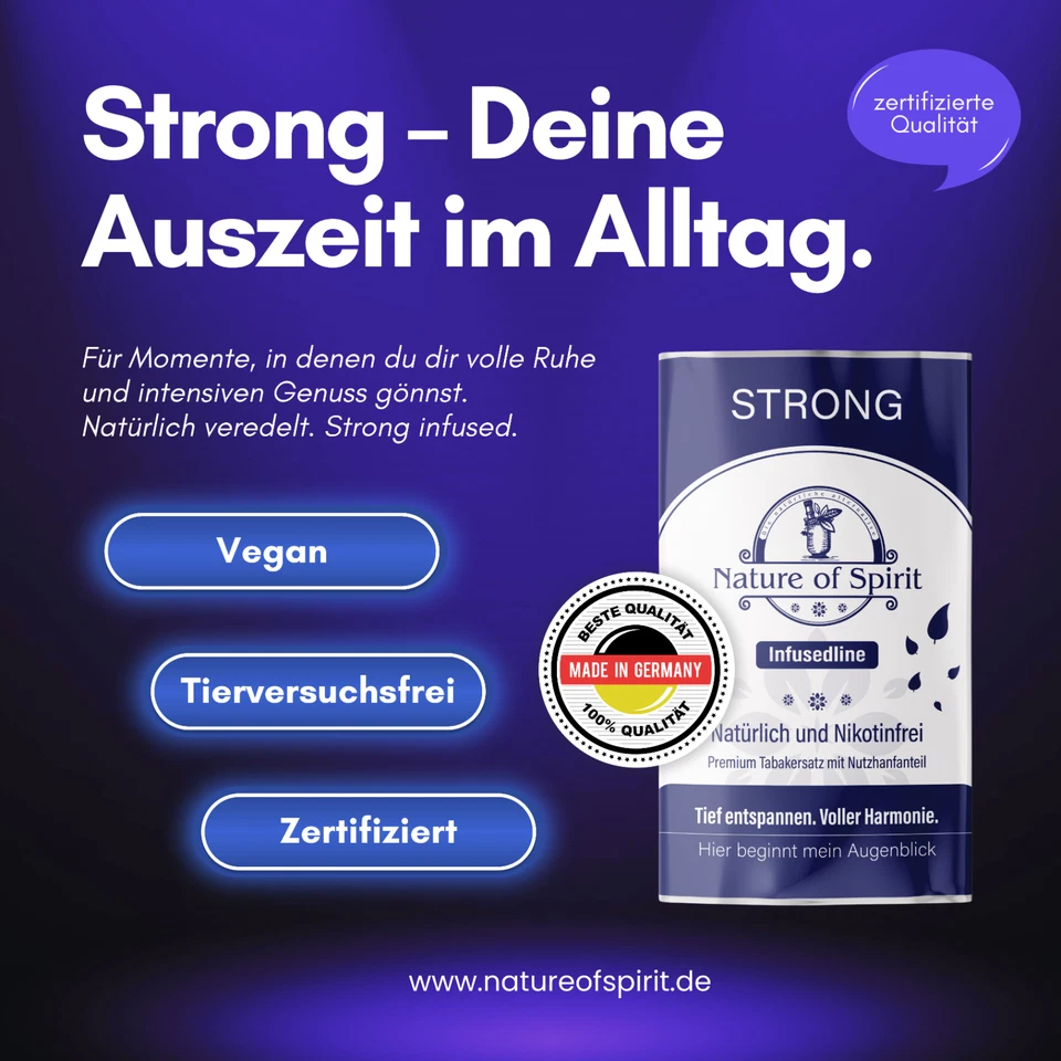 Nature of Spirit – Strong 8 % Hanf – 25 g – Natürlicher Hanf Tabakersatz - BIO - - Bild 3 von 4
